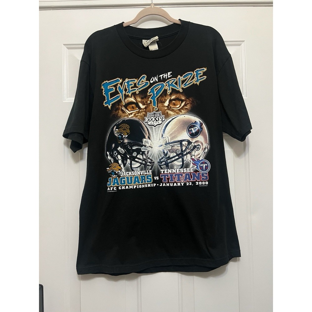 VTG NFL Jacksonville Jaguars 2000 AFC Championship Game Crew Neck Black Size L